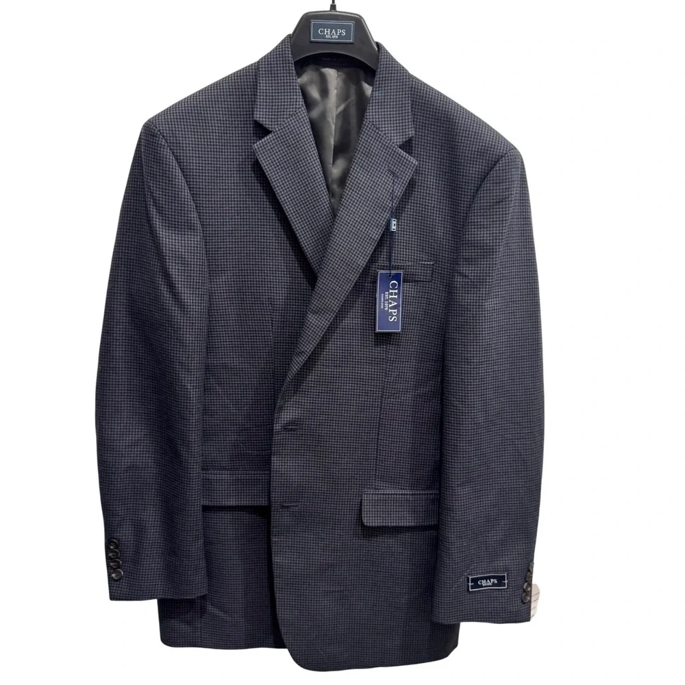 Chaps Men's Grey/Black Check Blazer –‎ 42 Long, Classic Fit